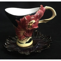 Franz Collection Striking Vermillion Peony Flower Design Porcelain Cup & Saucer Set FZ001162 - BBL & Co.