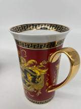 Teacup Set of 2 Red/Burgundy Versace Style 8 oz
