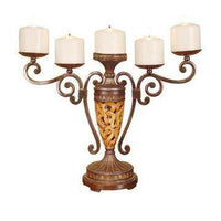 Candle holder 5 candles ornamental wooden - BBL & Co.