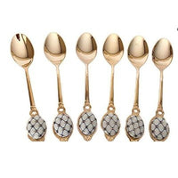 European Collection Stainless Steel Handmade 6 Dessert Spoon Set - Cobalt Net - BBL & Co.