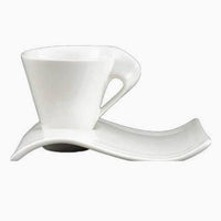 Tannex Set of 4 White Tie Espresso Cup and Saucer, White - BBL & Co.