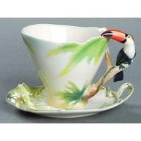 Franz Collection Paradise Calls Toucan Design Sculptured Porcelain Cup & Saucer Set FZ00314 - BBL & Co.