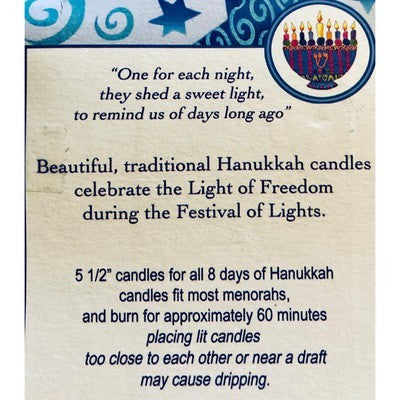 Premium Tapered Hand Decorated White & Bloue Chanukah Candles - BBL & Co.