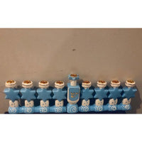 Ceramic White and Light Blue with Gold Menorah - BBL & Co.