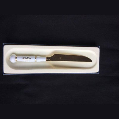 Weimer Porcelain White and Gold Knife - Wellner Auer Bestecke Made in Germany Serveware - BBL & Co.