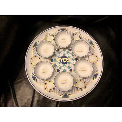 Alef Judaica Octagon  Porcelain Seder Plate - BBL & Co.