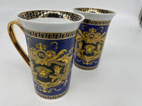 Teacup Set of 2 Blue Versace Style 8 oz