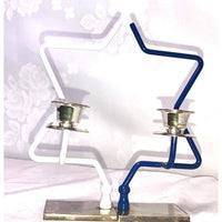 Karshi Blue and White Shabbat Candle Holders Pair to Shape the Star of David - BBL & Co.