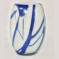 Delfino Art Glass Hand Blown Blue and White Vase - BBL & Co.