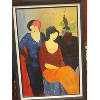 Canvas Oil Painting Chagall Inspired Ladies Framed - BBL & Co.