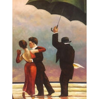 Canvas Oil Painting Dancing in the Rain Umbrella