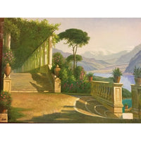 Canvas Oil Painting Mediterranean Mountains Balcony Steps