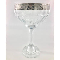 Cristal Mode Silver Etched Rimed Crystal Glasses Leaves Design Made in Italy - BBL & Co.