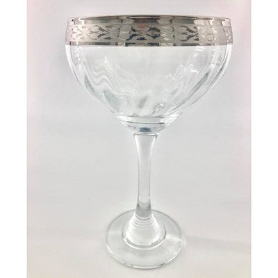 Cristal Mode Silver Etched Rimed Crystal Glasses Leaves Design Made in Italy - BBL & Co.