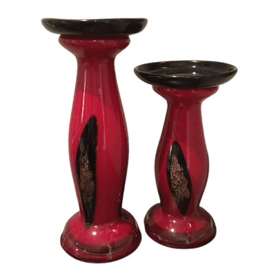 Dale Tiffany Favrille Small Red/Black/Gold  Art Glass Candleholder AG500425 - BBL & Co.