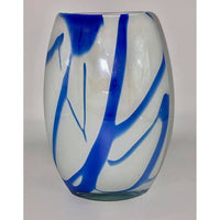 Delfino Art Glass Hand Blown Blue and White Vase - BBL & Co.