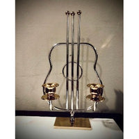 Double Harp Like Shabbat Candleholder 24K GOLD AND STERLING SILVER PLATED - BBL & Co.