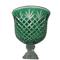 Cut Crystal Emerald Green Centerpiece Pedestal vase Bowl - BBL & Co.