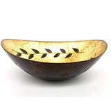 Glass Decorative Bowls Golden with Brown Leaves - BBL & Co.