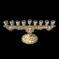 Gold Jeweled Pewter Channukah Menorah  8 " x 3 3/4" - BBL & Co.