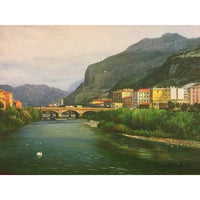 Canvas Art Landscape Bridge Greenery Oil Painting 36" x 24" - BBL & Co.