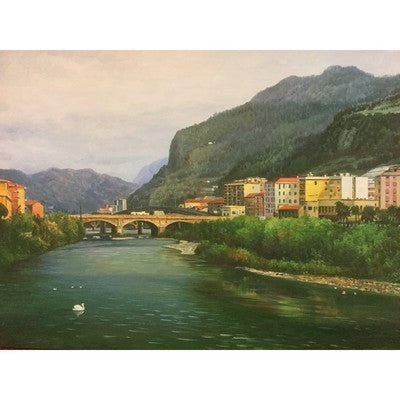Canvas Art Landscape Bridge Greenery Oil Painting 36
