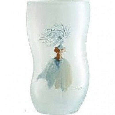 a vase with a picture of a woman on it 