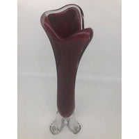Art Glass Burgundy/Maroon Rim Vase - BBL & Co.
