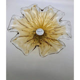 Art Glass Handblown Murano Glass Flower Shaped Centerpiece Serving Bowl with Metal Base - BBL & Co.