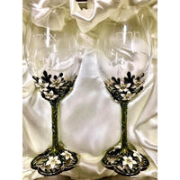 Passover Crystal Enameled Wine Glasses for Kiddush Wine Gablets - Set of 2 - BBL & Co.