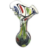Hand Blown Art Glass Vase Multi Color Primary Freeflowing 23" x 9" - BBL & Co.