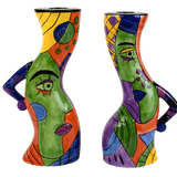 Picasso Style Muzeum Hand-Painted Ceramic Candlesticks - BBL & Co.