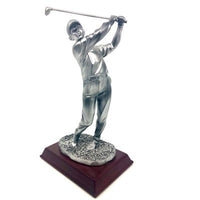 Hero Gift Golf Professional Silver Tone Golfer Figurine on Wooden Base - BBL & Co.