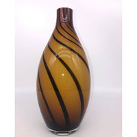 Tall Handblown Glass Tiger Striped Vase - BBL & Co.