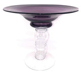 Handblown Glass Centerpiece Violet Bowl on Clear Glass Pedestal - BBL & Co.