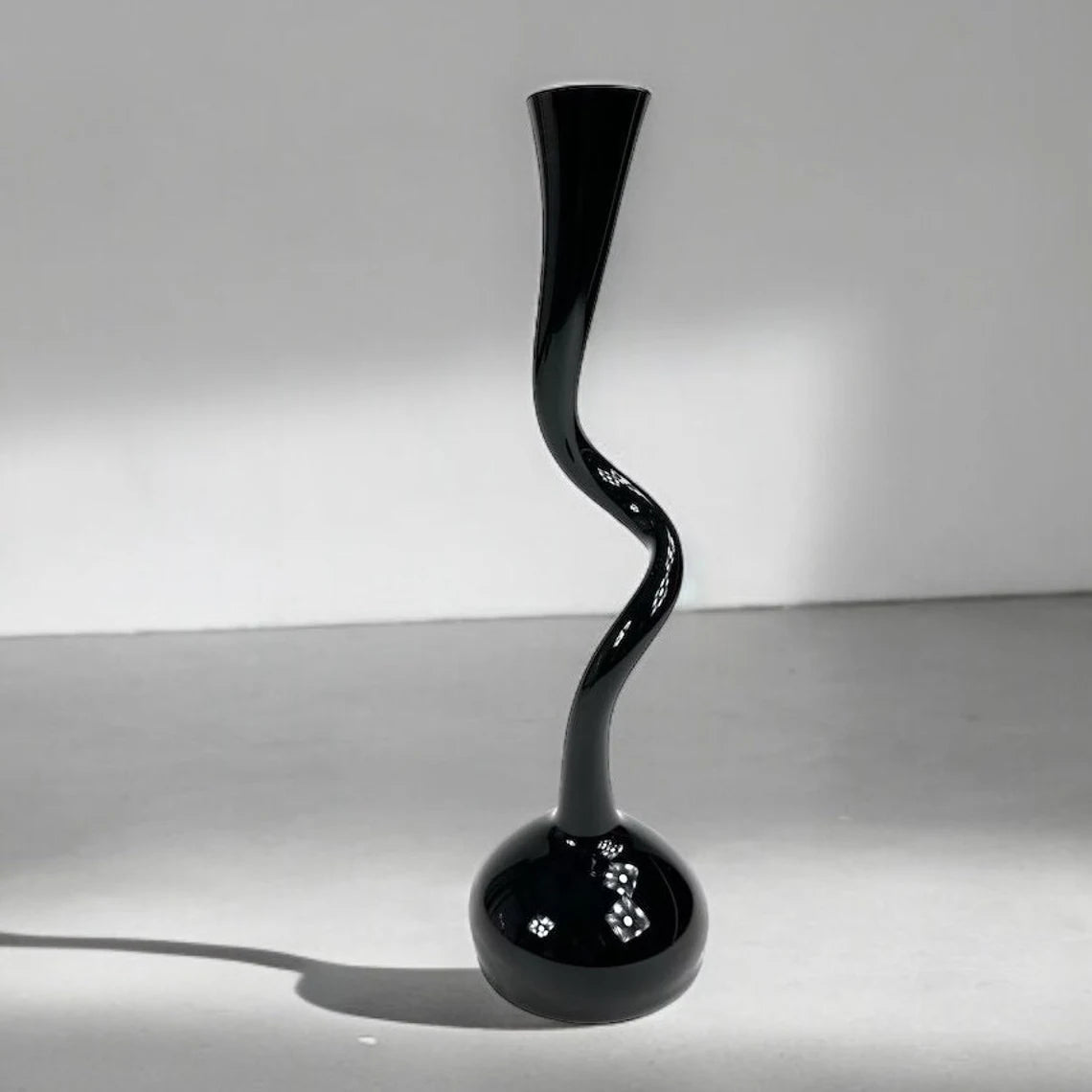 Black Twisted Hand Blown Floor Vase