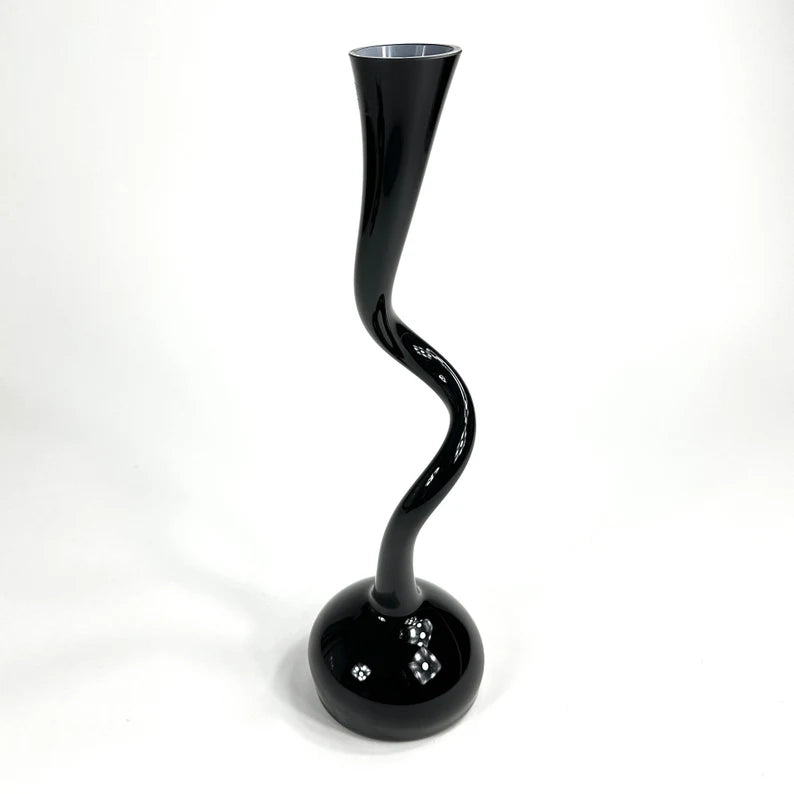 Black Twisted Hand Blown Floor Vase