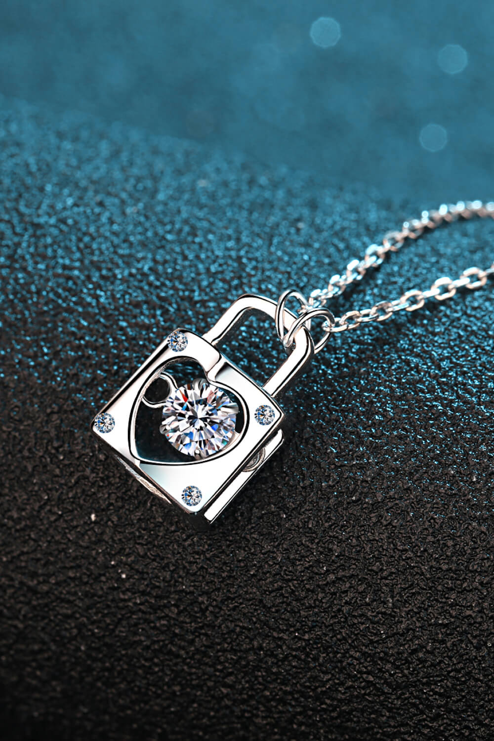 Adored Moissanite Lock Pendant Necklace