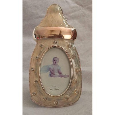 Silver and Enamel Baby Bottle Picture Frame 2" x 3" - BBL & Co.