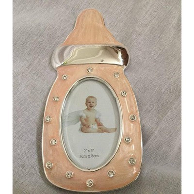 Silver and Enamel Baby Bottle Picture Frame 2" x 3" - BBL & Co.