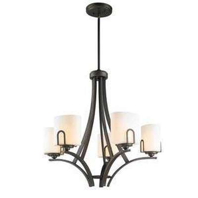 Golden 9363-5 GMT Presilla 5 Light Chandelier in Gunmetal Bronze with Opal Glass - BBL & Co.