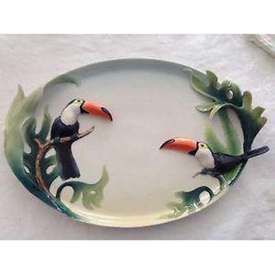 Franz Collection Paradise Calls Toucan Design Sculptured Oval Porcelain Tray FZ00403 - BBL & Co.