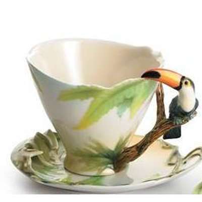 Franz Collection Paradise Calls Toucan Design Sculptured Porcelain Cup &  Saucer Set FZ00314