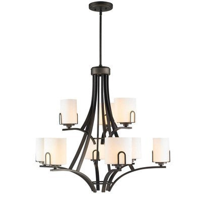 Golden Lighting 9363-9 GMT-OP Chandelier with Opal Glass Shades, Gunmetal Bronze Finish - BBL & Co.