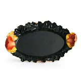 Franz Collection Striking Vermillion Peony Flower Design Sculptured Porcelain Serving Tray FZ001164 - BBL & Co.