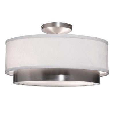 Artcraft Lighting SC785 Scandia Semi-Flush Mount Light, Brushed Nickel with White Linen Shade - BBL & Co.