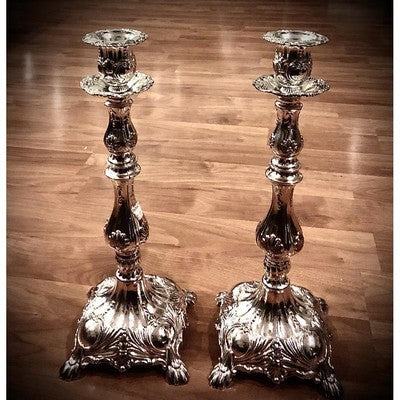 Extra Tall Silver Plated Shabbat Candlestick Holders - BBL & Co.