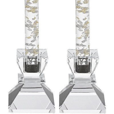 Crystal Candlestick Holders  Set of 2 Tapered Candle Holders - Beautiful Handcrafted Crystal Accents Perfect for Modern - BBL & Co.