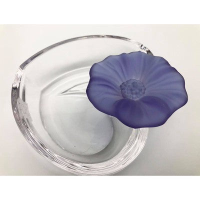 Crystal Heart Bowl Handblown with Purple Flower Handmade - BBL & Co.