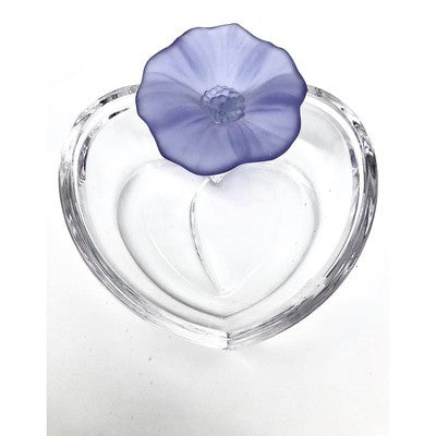 Crystal Heart Bowl Handblown with Purple Flower Handmade - BBL & Co.